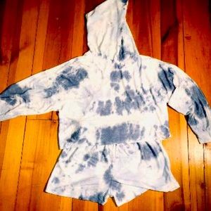 Blue & White Tie Dye Loungewear Sweatsuit
